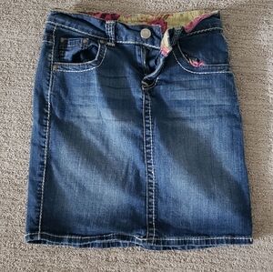 Denim Skirt with Floral Accents